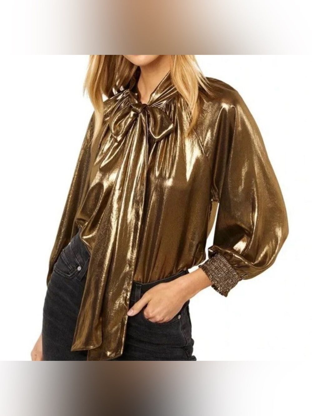 MISA LA Consuela Gold Metallic Top, XS